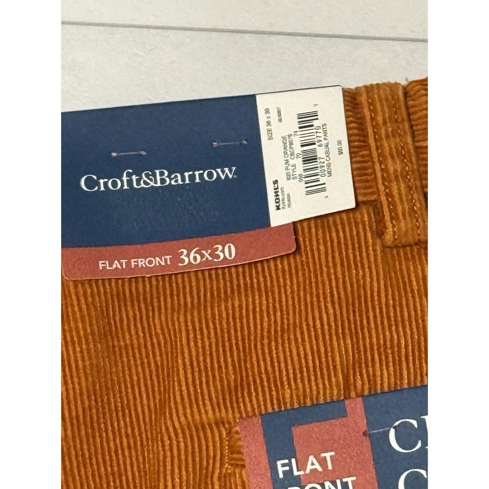 Croft & Barrow Classic Fit Corduroy Pants Stretch Waist Band Rust 386wx49L NWT - Picture 6 of 10